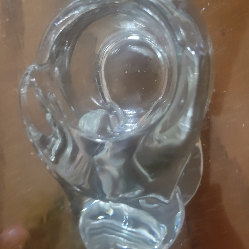 Crystal Clear Glass Bunny Decor‎ Single Tea Light Holder Approx 5"H Heavy - Picture 4 of 5